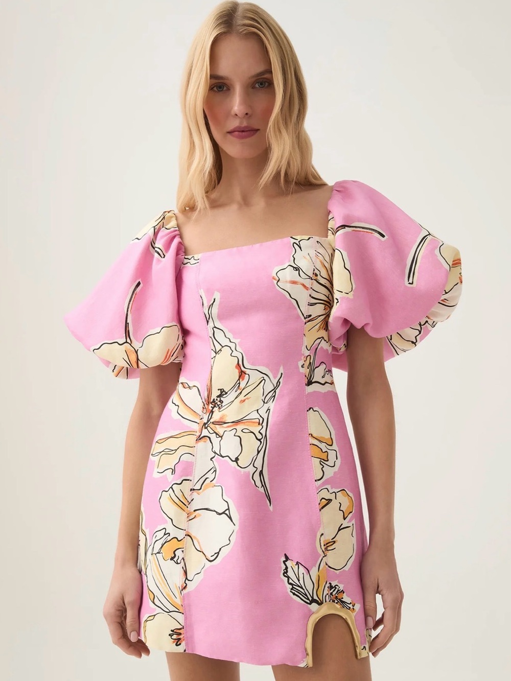Aje Pink linen Dress US12/AU16